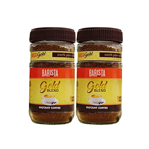 Image of Barista Coffee, Gold Blend Instant Coffee Powder, Rich & Smooth, Make Hot or Cold Coffee, 2 x 50g Glass jar - Pack of 2