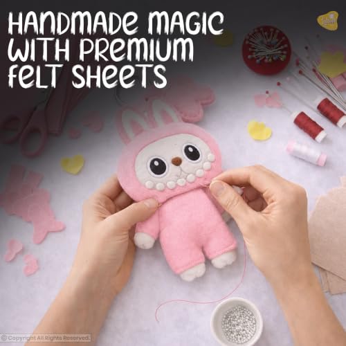 Image of Lakeer A3 Felt Sheets, 1mm Thick Stiff Fabric, Baby Pink, Pack of 10, for Crafts, Sewing, Scrapbooking, School Projects