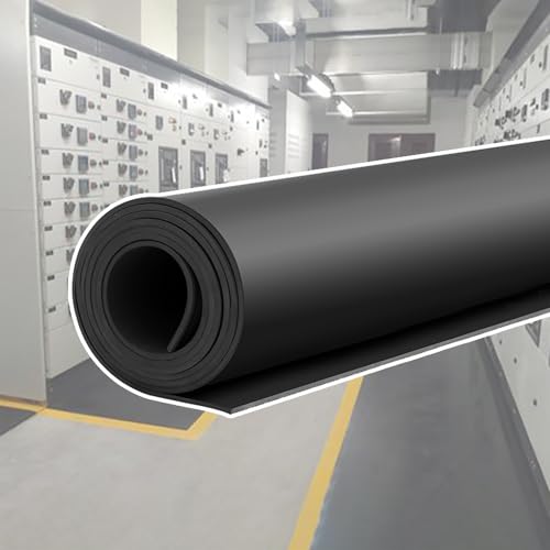 6 10 12 25 35 kV Insulating Rubber Mats Shock-Absorbing, Cuttable Electrical Switchboard Mat for Workshop/ Test Rooms, Substation Safety Matting/ Shock Protection Pad(15'x3 1/5'x1/5''(4.6mx1mx5mm))