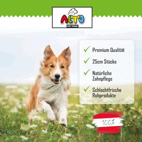 ALTO - Premium Rinderkopfhaut für große Hunde - 25cm Stücke - Hunde Kauartikel groß - Hundeleckerli für Zahnpflege Hund und Beschäftigung - 400g