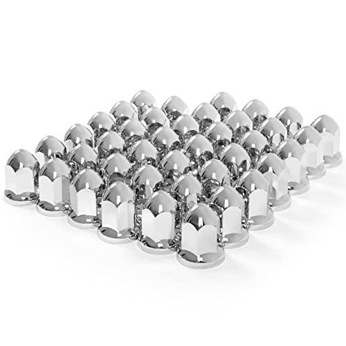 Hqalty 40Pcs Lug Nut Covers 33Mm Bullet Flanged Abs Chrome Plastic Anti-Rust Push-On Nut Cover Caps For Semi Trucks #TOP18