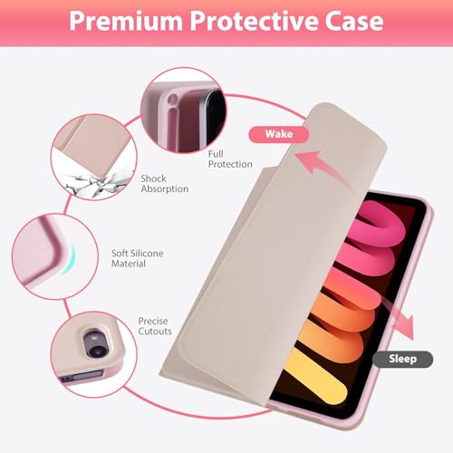 Image of SOPPY for iPad mini 7 Keyboard Case A17 Pro 2024 /iPad Mini 6 Generation Case with Keyboard 2021 8.3 Inch, 7 Color Backlit Detachable Keyboard Cover for iPad mini 7th /6th Gen, US Layout, Pink