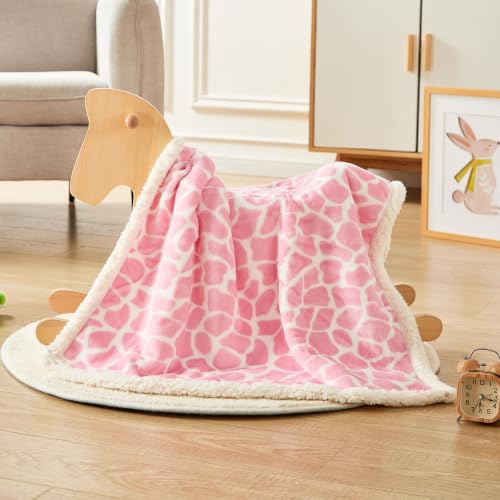 JZLPIN Flannel Baby Blanket Reversible Super Soft Blankets for Boys Girls Infant Newborn Sherpa Receiving Blankets for Crib Stroller Pink 30" x 40"