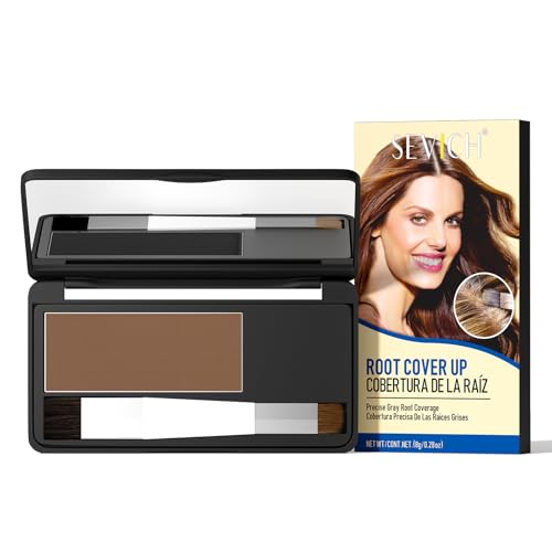 SEVICH Root Touch up, Hairline Powder with Brush, Instantly Conceals Hair Loss, Thinning Gray Hair Shadow Toppers for Women & Men, 48H Makeup Lasting, 8g Large Capacity Brown