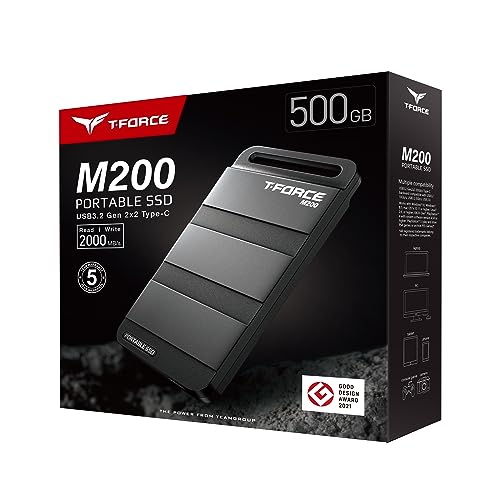 Image of TEAMGROUP T-Force M200 Portable SSD 500GB USB3.2 Gen2x2 Type-C Read /Write 2000MB /s Compatible with PS5 & Xbox & Chrome OS (T8FED9500G0C102)