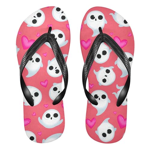 Burbuja Cartoon Ghosts Flip Flops for Women Men, Soft Thong Sandals Rubber Slippers for Pool Beach Essentials