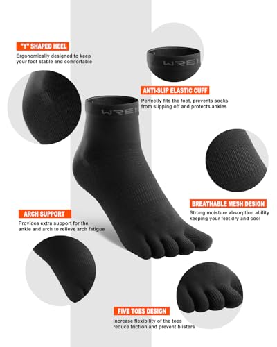 Coolmax Toe Socks for Men Women,Athletic High Performance Cushion Crew Socks for Running Working(3 Pairs)4