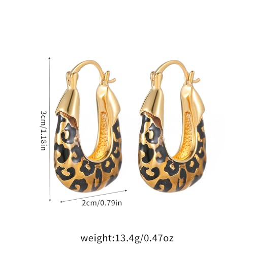 Leopard Print Earrings for Women Gold-tone and Black Hoop Earrings Geometric Drop Earring Studs Hypoallergenic Fashion Jewelry Gifts Unisex3