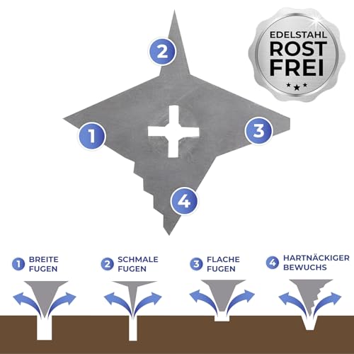 Maximex 4-Zack Fugenkratzer mit Teleskopstiel für Garten, Hof und Einfahrt Silber matt