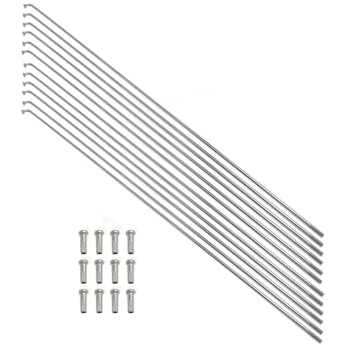 Meuey Lyot 264mm/10.4 Inch Stainless Steel Spokes Bicycle Spoke 14G MTB Bike Spokes Mountain/Road Bikes with 14mm Spoke Caps 12PCS