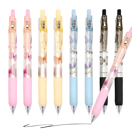 Set de 8 bolígrafos retractiles gel tinta negra miniatura 3