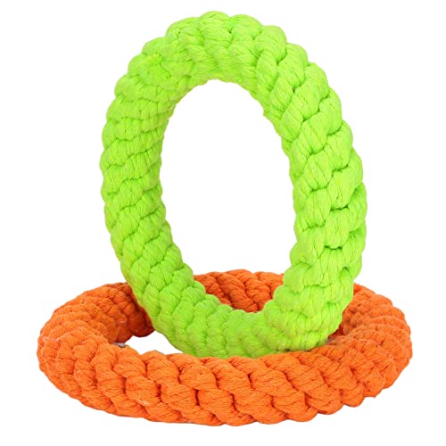 TITA-DONG 2pcs Rings Dog Toy, Cotton Rope Dog Chew Toys Pets Puppy Rope Training Toys