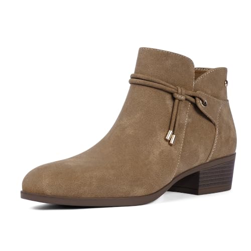 Ankle Boots for Women Round Toe Low Heel Boots | Low Heel Womens Boots, Retro Heeled Dress Fall Winter Flat Boot Short Booties with Side Zipper