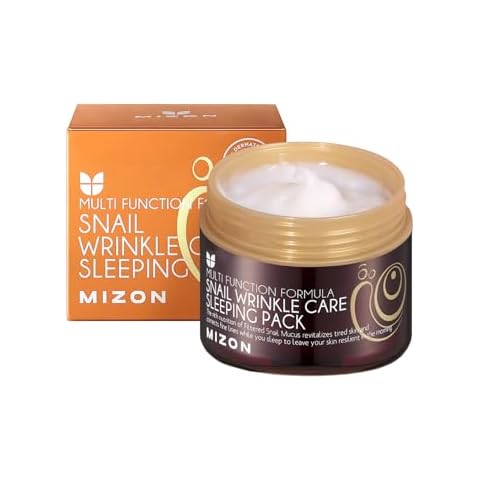 MIZON Snail Wrinkle Care Sleeping Pack, Snail Mucin Nourishing mask with Adenosine, Shea Butter, Firming mask, for damaged skin, anti-wrinkle care, Overnight Face Care (2.7 FL oz) Cover