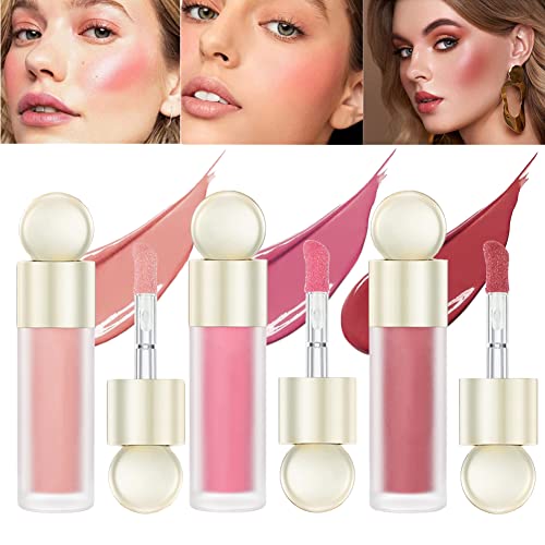 Colorete líquido para mejillas, colorete crema ligero Greyghost, rubor líquido de larga duración, rubor de maquillaje de terciopelo, acabado mate natural, maquillaje suave en crema (#01#02#05)