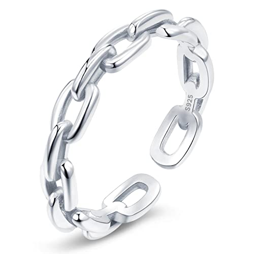 Sterling Silver Adjustable Chain Rings For Women, Cute Simple Stackable Rings For Teen Girls #TOP20