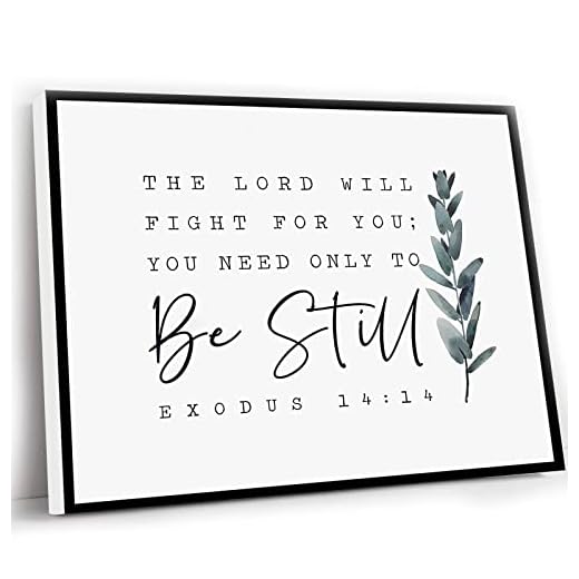 Room Decor For Bedroom,The Lord Will Fight For You,You Need Only To Be Still,Exodus 14 14 Bible Verse Wall Art Christian Horizontal Modern Scripture Print Nursery,8x12 Inch Framed Wall Art