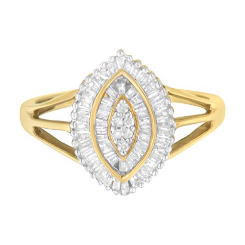 Haus of Brilliance 10K Yellow Gold Round and Baguette Cut Diamond Ring (1/2 cttw, I-J Color, SI2-I1 Clarity)