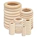 Yolyoo 60pcs Natural Wood Rings for DIY Craft, Ring Pendant and Connectors Jewelry Making, 6 Size