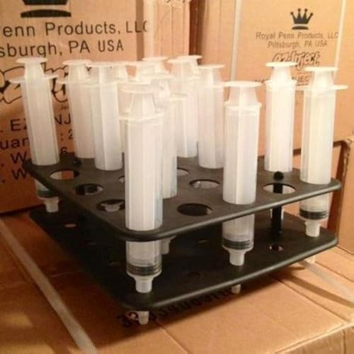 EZ-Inject Tray and Racking Stand for Jello Shot Syringes - Lightweight & Durable Plastic Tray - Holds 25 Large 2.5oz Syringes for Jello Shots Drinking Game Holiday & Halloween Party
