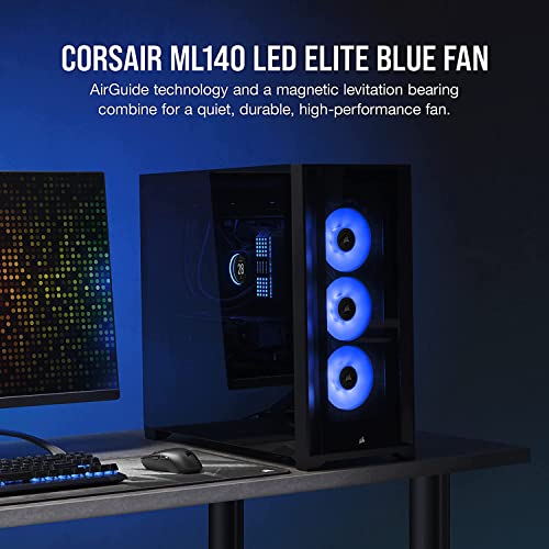 Image of CORSAIR ML140 LED Elite, 140mm Magnetic Levitation Blue LED Fan with AirGuide, Single Pack,Black