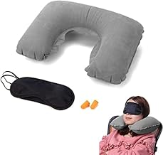 HB sport Kit da Viaggio 3 in 1 – Cuscino Cervicale Gonfiabile, Mascherina per Dormire, Tappi per Orecchie