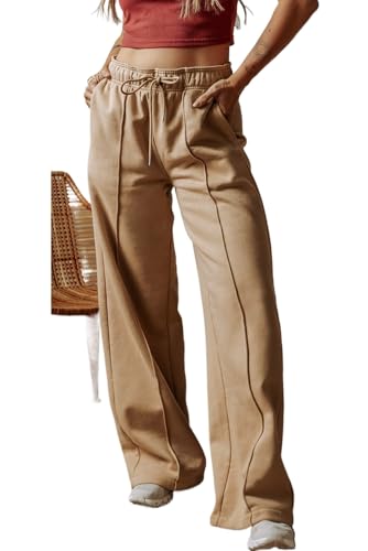 Women's Smoke Gray Exposed Seam High Waist Wide Leg Drawstring Pants