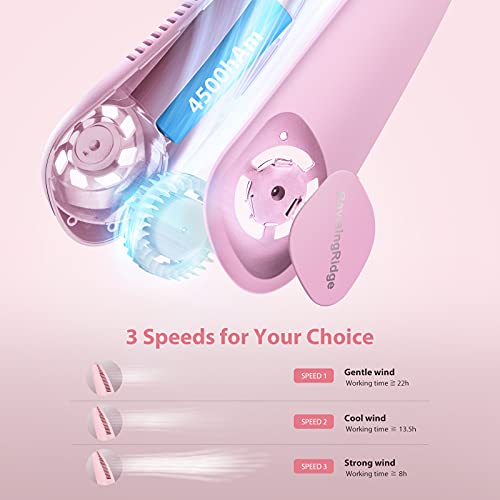 Portable Neck Fan,9000Mah Rechargeable Hands Free Bladeless Personal Mini Fans,3 Speeds 46 Air Outlet, Free Adjustment Width, Wearable Leafless For Women Men Office Weeding Camping Sports Travel Outdoor. #TOP2