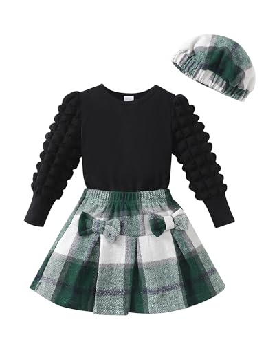 Image of Toddler Girl Clothes Outfit Shirt Top Plaid Mini Skirt Outfits Set Little Girl Dresses Kids Clothes for Girls 18M-8T