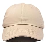 Dalix Unisex Unstructured Cotton Cap Adjustable Plain Hat, Khaki