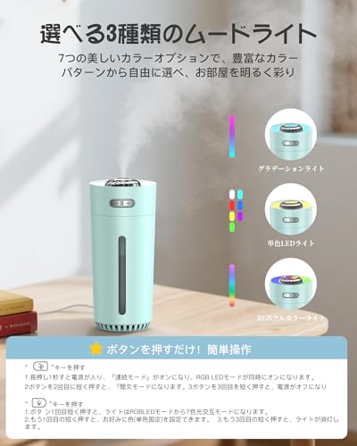 ラブホーム美家 車用小型加湿器 RGBライトモデル