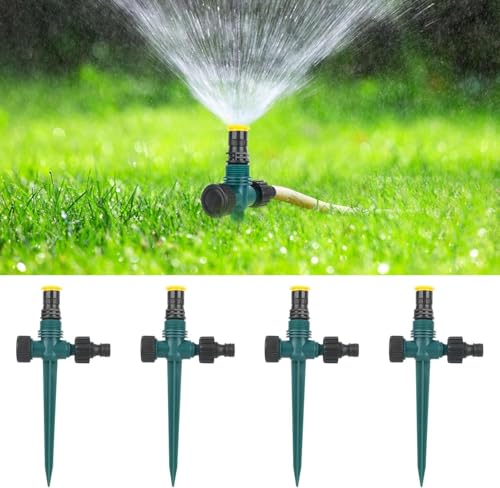 4 Stück Garten Rasensprenger, 360 Grad Drehbarer Gartensprenger, Automatische Bewässerung Gartensprenger für Outdoor, Ga...