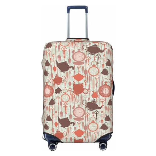 Tea Theme Luggage Cover Washable Elasticated Luggage Covers for Suitcase tsa Approved Stylish Dust and Scratch Resistant Luggage Case Protector