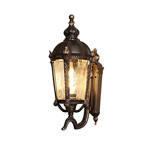 Applique murale lanterne en verre vintage luminaire extérieur rustique en aluminium marron - 2