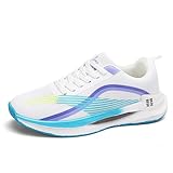 [WLK] メンズ&レディース ランニング&スニーカー ウォーキング&スポーツシューズ 3D防滑 通気性 軽量 幅広 厚底 男女兼用 カジュアル 体育館シューズ 運動靴 通勤 白 紫 27.5cm