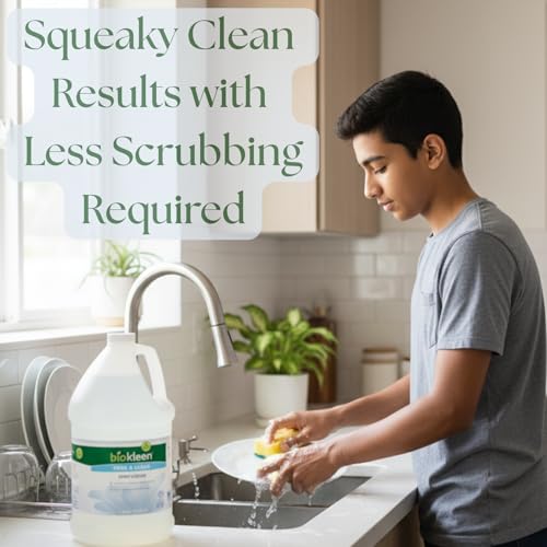 Image of Biokleen Free & Clear Dish Soap - Dish Liquid, Dishwashing Cleaner, Eco-Friendly, Non-Toxic, Plant-Based, No Artificial Fragrance, Colors or Preservatives, Unscented (Pack of 2)