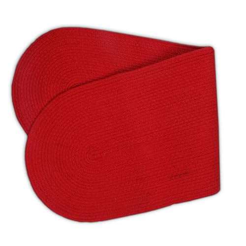 Image of Encasa XO Table Runner for 4 Seater | Handmade Ribbed Style Cotton | 30x91 cm | Red | for Dining & Center Table