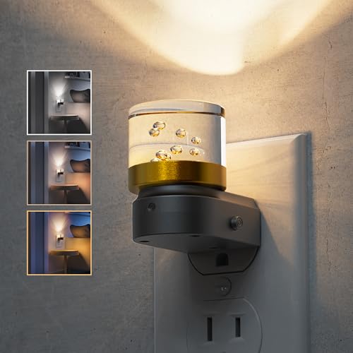 Image of L LOHAS LED Night Lights Plug into Wall, 3000K /4000k /5000K Adjustable Color Temperature Bubble Night Light, Dusk to Dawn Sensor for Hallway, Bathroom, Rooms