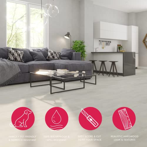 Lucida Surfaces Luxury Vinyl Floor Tiles-Peel & Stick Adhesive Flooring For Diy Installation-36 Wood-Look Planks-Basecore-54 Sq. Feet #TOP2