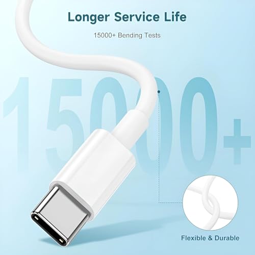 Image of Samsung 25W Original Type C to C 3.3 FT Fast Charging USB C Cable High-Speed & Data Transfer Compatible with Samsung Galaxy M35,F15,A15,F05,M14,F14,M34,F34,A34,A54,S21 Fe 5G,S22,S23 Cord,White
