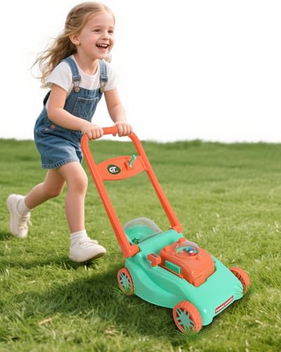 Tondeuse jouet pour enfant sans pile avec imitation bruit d'herbe coupée