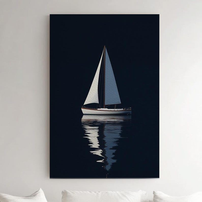 Voilier tableau mural vintage pour habiller un mur vide 30x40cm