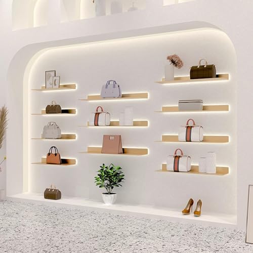 Étagère murale LED dorée au design flottant chic pour une maison élégante - 3