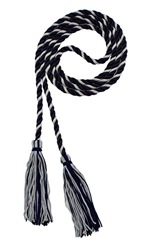 Image of Graduation Honor Cord - Navy /Gray - Every School Color Available - Made in USA