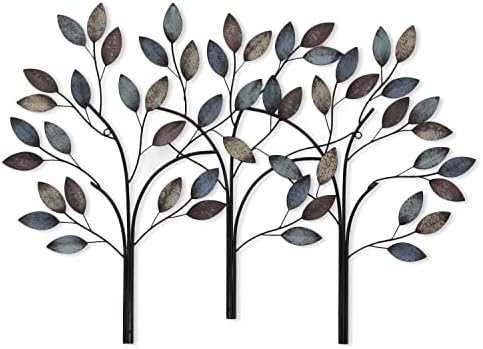 Asense 40 Inch Metal Tree Leaf Wall Art Sculptures Home Decor, Branches of Nature Tree of Life Hanging Wall Decoration for Outdoor Indoor Bedroom