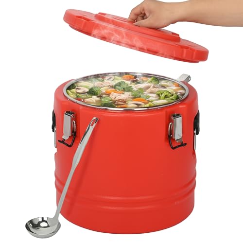 lesolar 21QT Insulated Soup Container Carrier with Spoon, 5 Gallon Portable Commercial Hot Box Food Warmer for Hot or Cold Food Large Insulated Barrel Cooler for Restaurant Canteen Home Party