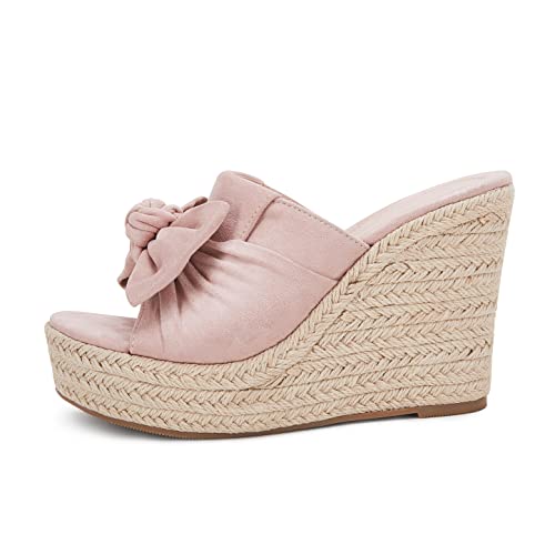 Image of PiePieBuy Womens Platform Espadrilles Slip On Wedge Sandals Bow Tie Open Toe Slides Shoes