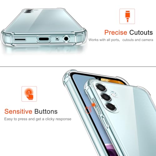 Image of Lustree Back Cover Transparent Case Compatible with Samsung Galaxy M15 | Clear + TPU Case with 4 Corner Air Cushion Protection & Camera Protection | Slim& Stylus Cover