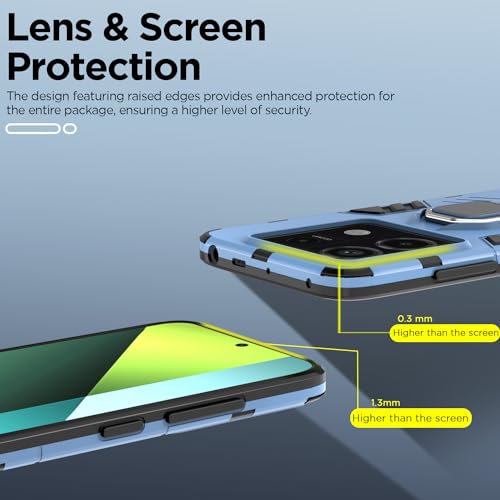 Image of Pikkme Redmi Note 13 Pro 5G Back Cover | D5 Tough Armor Bumper | 360 Protection Case | Ring Holder Stand Case for Redmi Note 13 Pro 5G (Blue)
