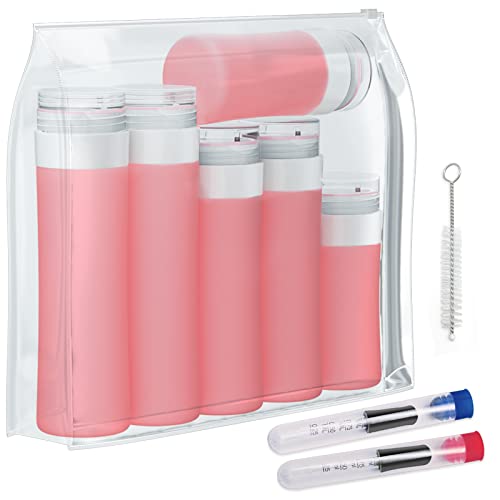 Travel Bottles Set for Toiletry, SoulBay 9-Piece TSA Approved Leakproof Toiletries Bag Containers Kit for Airplane Women Cosmetic Shampoo Conditioner Body Lotion Liquids Makeup Accessories